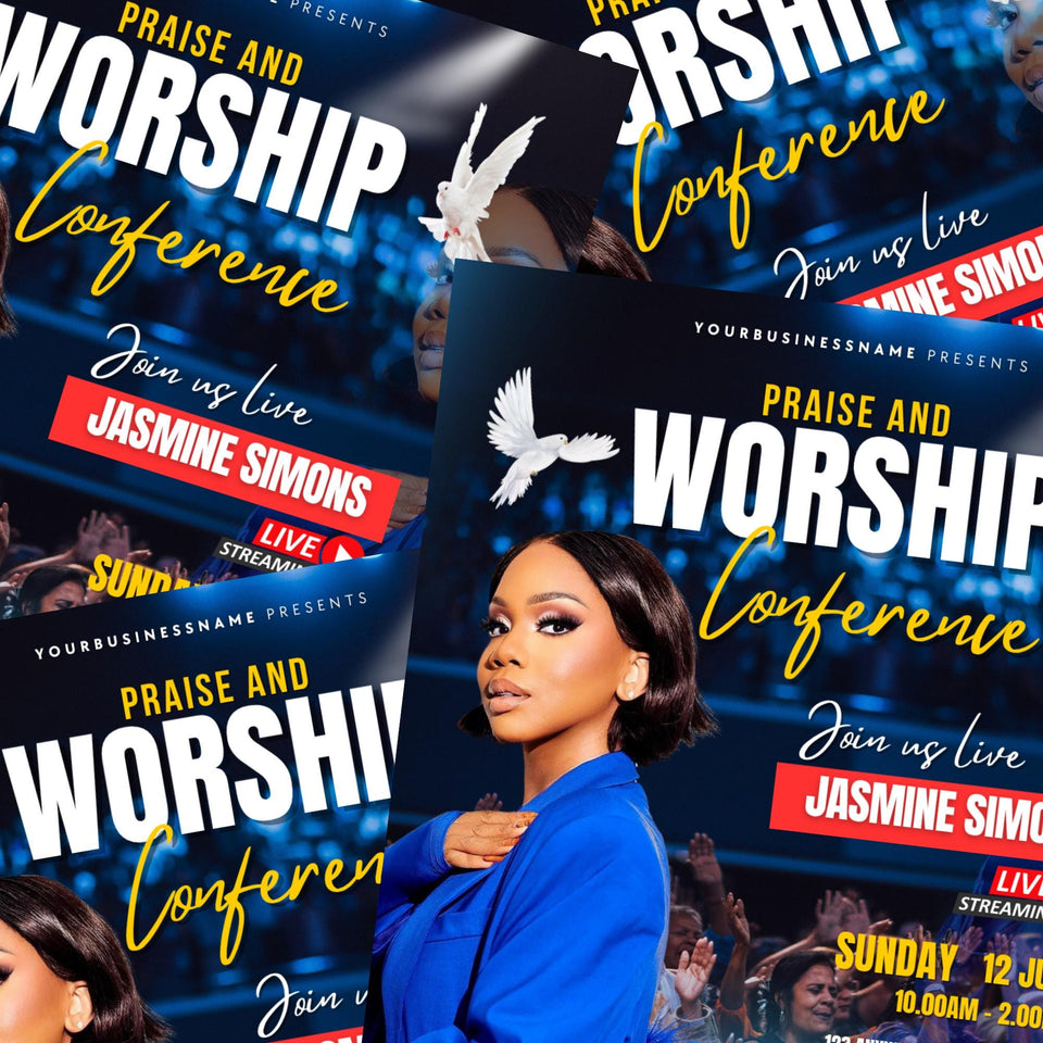 Praise & Worship Church Flyer: Editable Canva Template (Instant Download