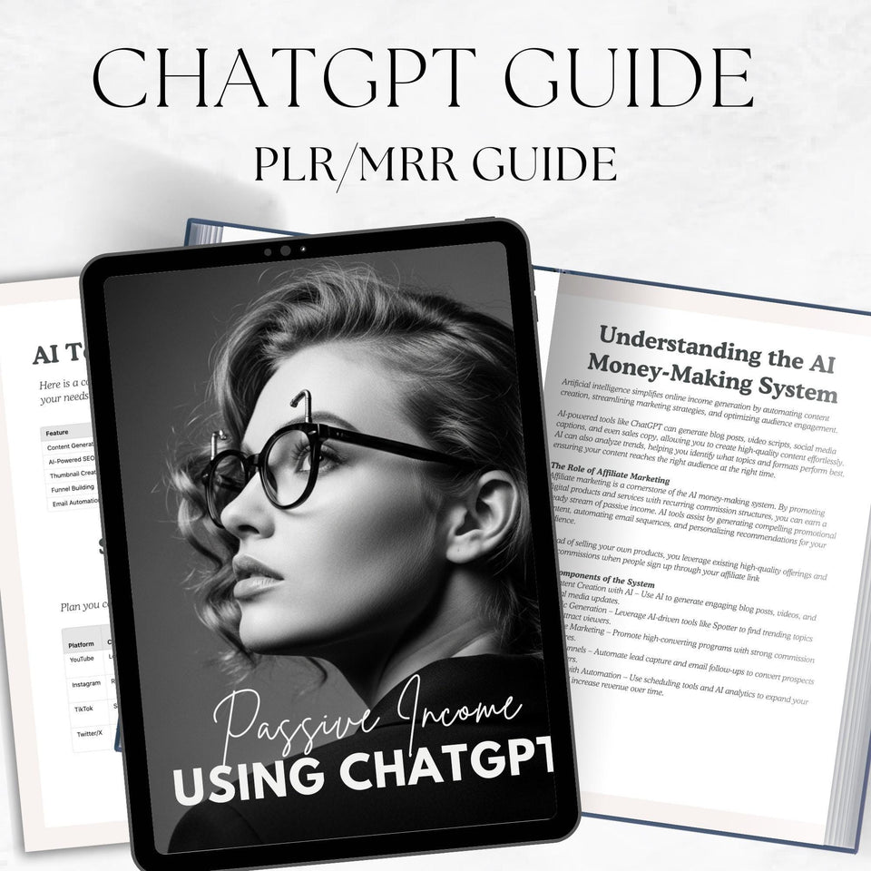 ChatGPT Passive Income Guide | PLR eBook & Workbook with Resell Rights | 30-Page AI Monetization Canva Template