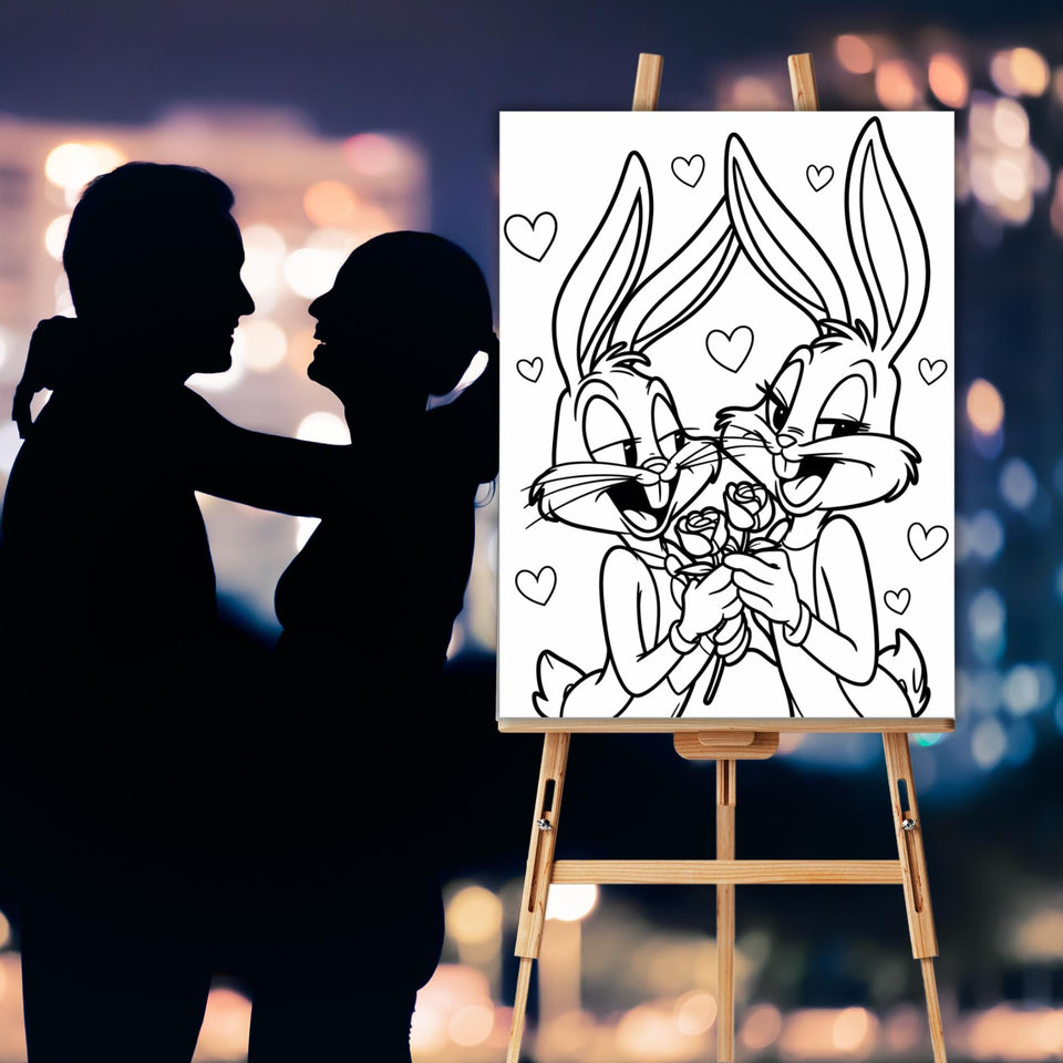 Couples Sip & Paint Printable | Valentine's Day,  Date Night Painting | DIY Painting Kit for Couples | Fun and Romantic Date Night Idea