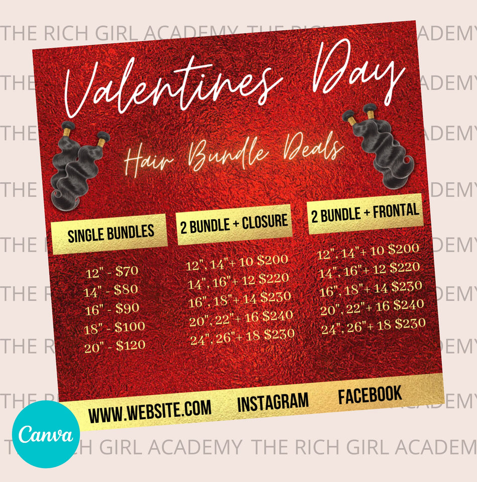 Valentines Day  Pricing Flyer, V Day Flyer, V Day Template, Valentines Hair Flyer, Pricing Flyer, Pricelist Flyer
