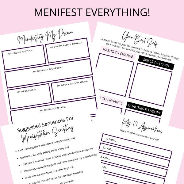 60 Page guide and workbook not a plr template, Workbook, Femininity, Manifesting, Business Planner, Self Care, Budgeting, PDF book