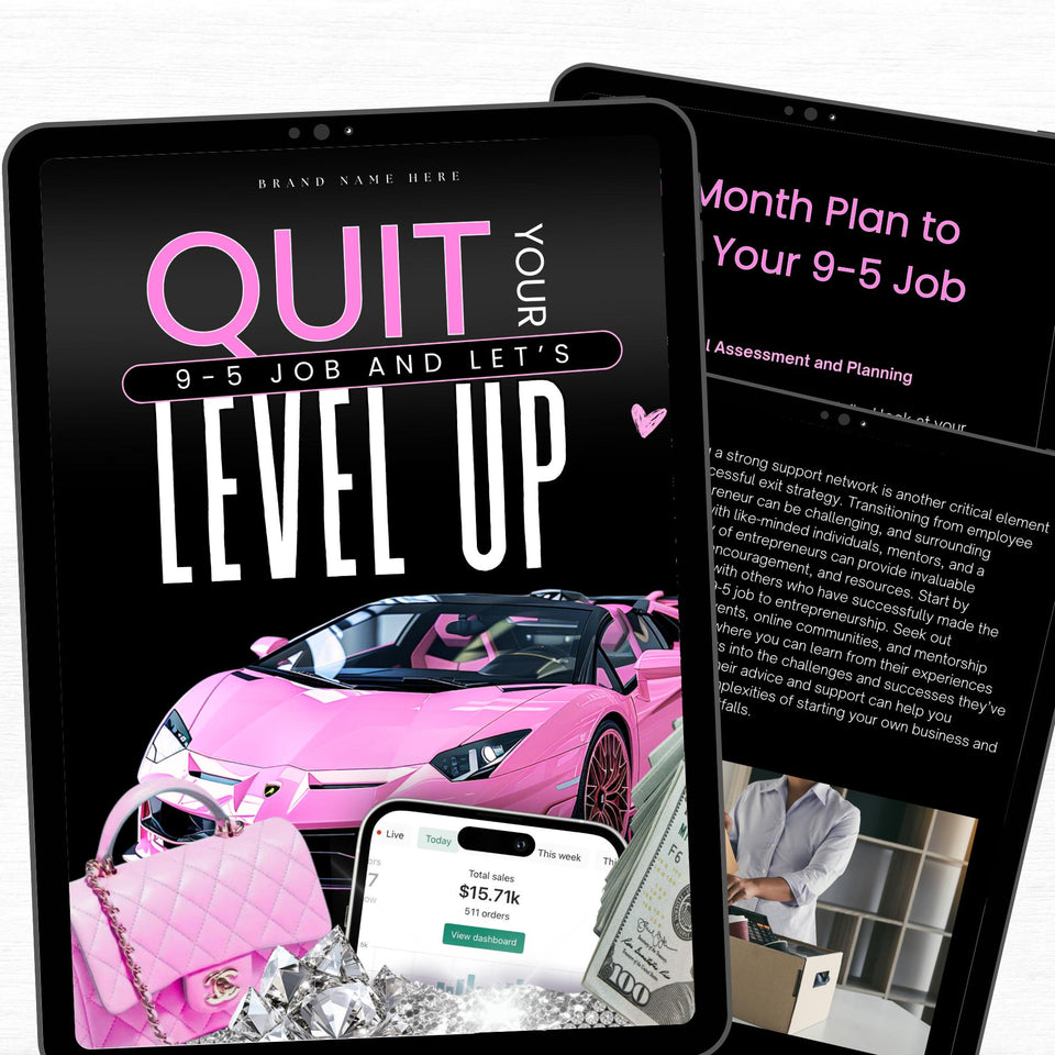 PLR Digital Product: Quit your 9-5 and let's level up | eBook with Resell Rights | Passive Income Strategy, Resell Ebook, Girl Boss ebook