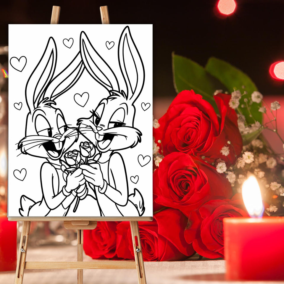 Couples Sip & Paint Printable | Valentine's Day,  Date Night Painting | DIY Painting Kit for Couples | Fun and Romantic Date Night Idea