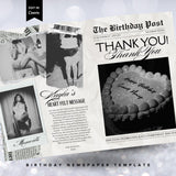 Birthday Newspaper Invitation, Editable Newspaper Birthday Invitation, Birthday Newspaper, Large Newspaper Canva Template, Newspaper Print