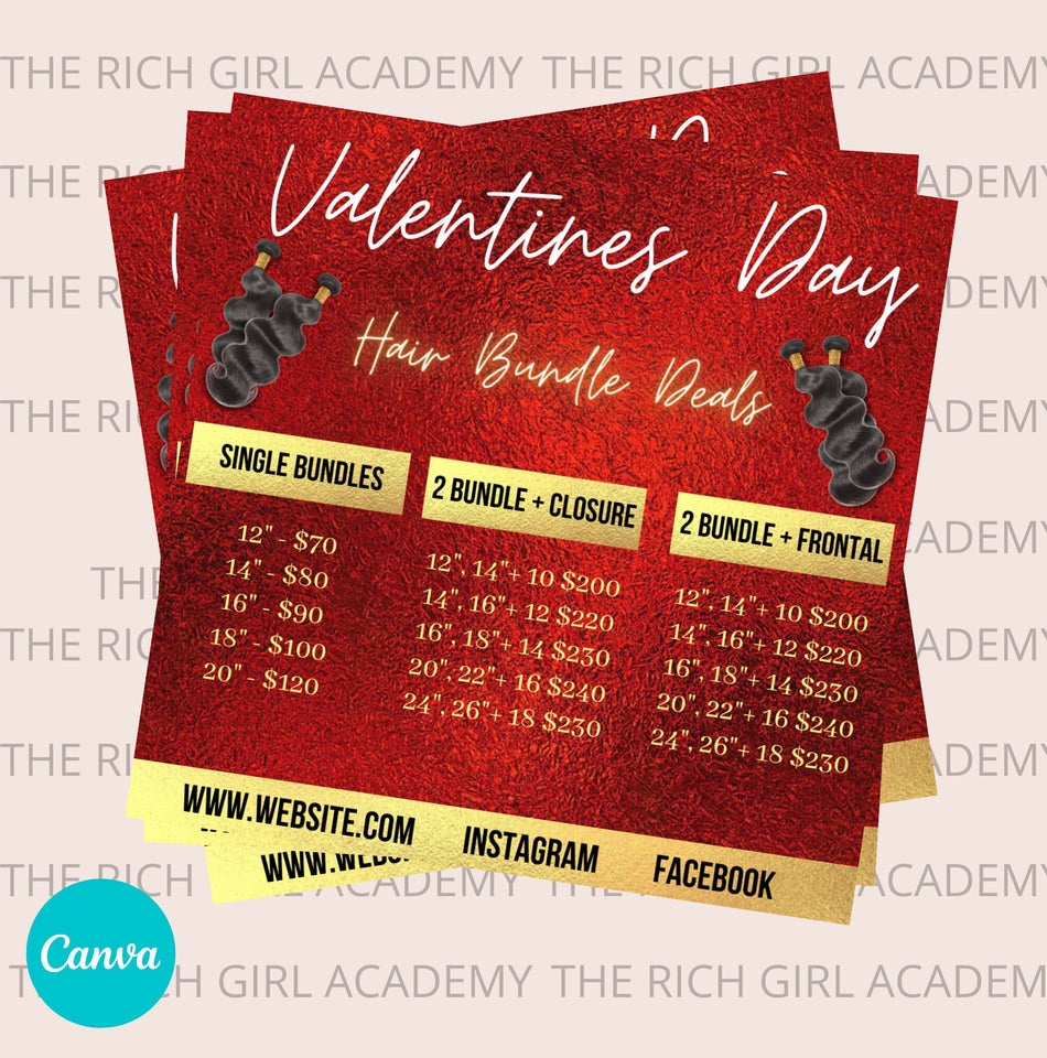 Valentines Day  Pricing Flyer, V Day Flyer, V Day Template, Valentines Hair Flyer, Pricing Flyer, Pricelist Flyer