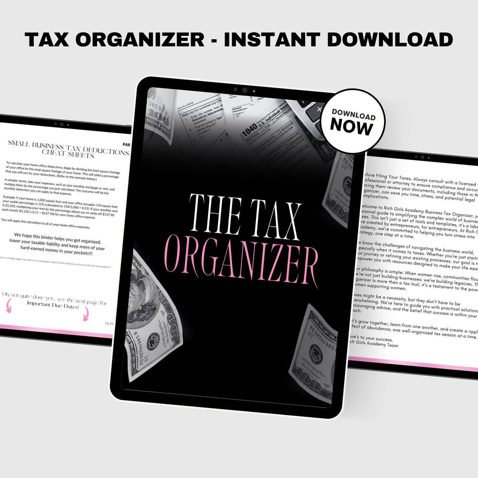 Tax Organizer Template | 42-Page Small Business Tax Binder | Instant Download, Tax Seasong, Tax Time