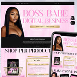 Digital Product Shopify Theme, Boss Babe Website, Shopify Website, web banners, digital products store,  shopify template, shopify