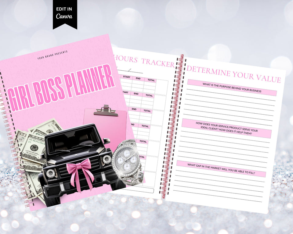 Girl Boss Planner, Planner Template, Planner, PLR , White Label, PLR,  eBook, Done For You, Add your own brand and resell, Planner
