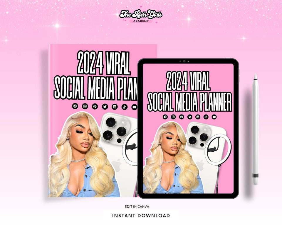 Viral Content Planner, 2024 Calendar, Content Creator Planner, Planner, Editable Planner, PLR , Canva, Done for you, 2024 Content Planner