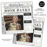 Birthday Newspaper Invitation | Social Media Birthday Post | Instagram Post | Party Invite | 25th Birthday| Birthday Invite | Newspaper