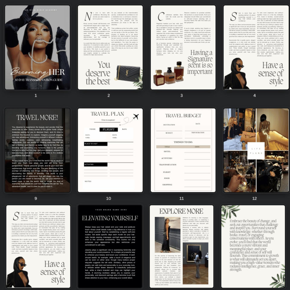 Becoming Her eBook | Self-Help Manifestation Planner | Level Up Guide | PLR eBook for Personal Growth