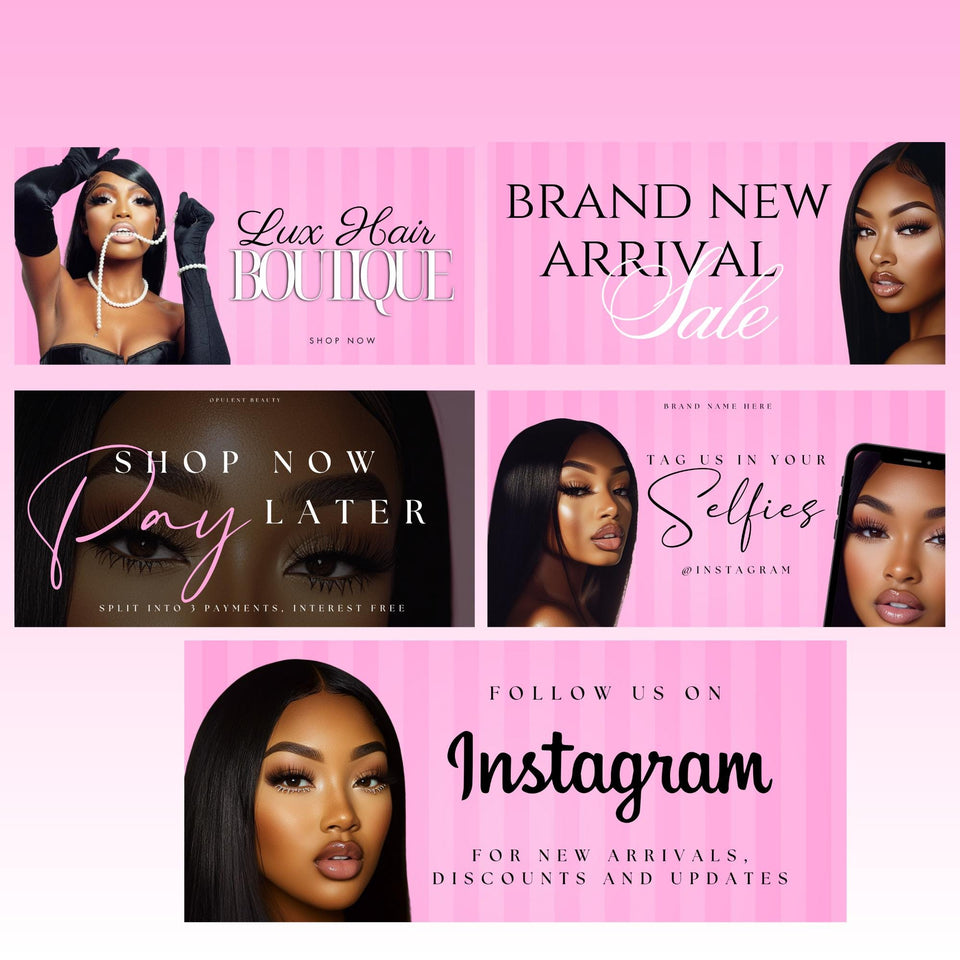 Shopify Website Kit, pink hair website, Beauty Website, Shopify Website Theme with Editable Cava Banners, web template, webkit, hair website