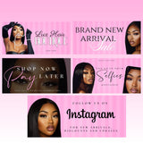 Shopify Website Kit, pink hair website, Beauty Website, Shopify Website Theme with Editable Cava Banners, web template, webkit, hair website