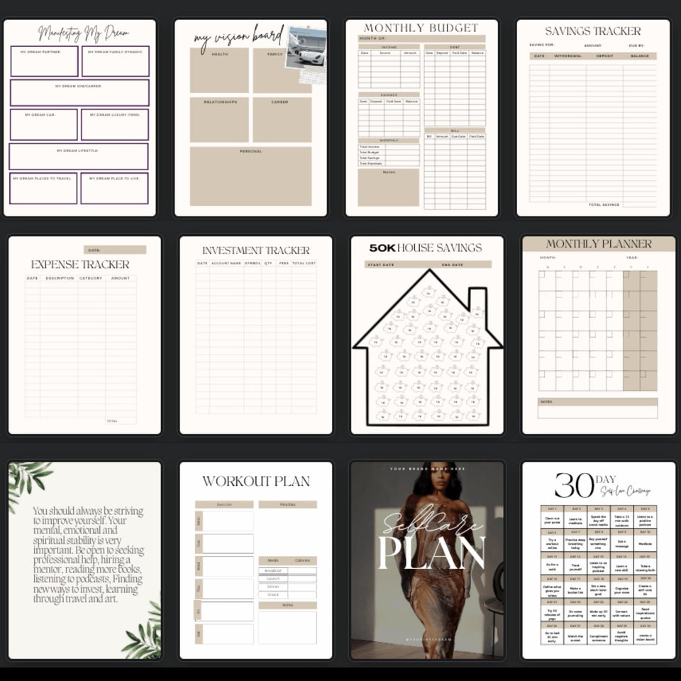 Becoming Her eBook | Self-Help Manifestation Planner | Level Up Guide | PLR eBook for Personal Growth