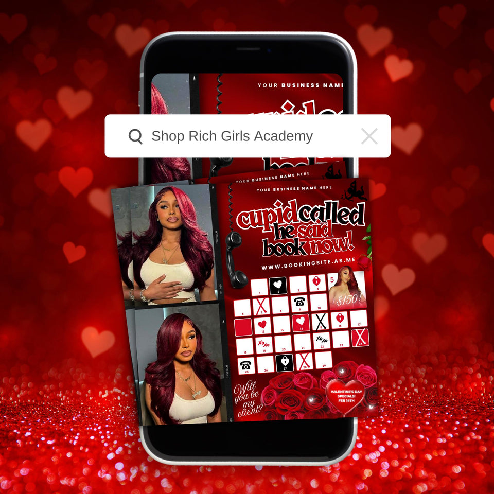 Valentines Day flyer, Valentine Flyer, February Booking Flyer, Social Media Flyer, V-Day Booking, Booking Flyer, Hair Flyer, Beauty Flyer