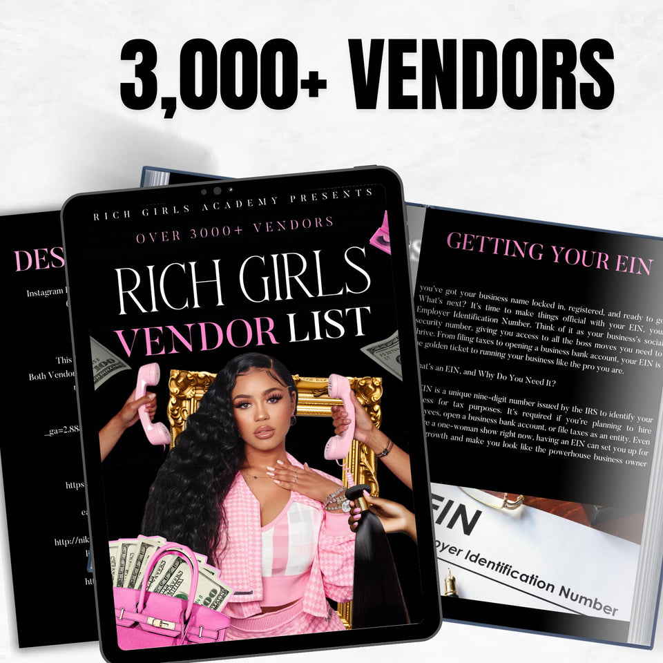 3,000 Vendor List PDF guide , Ebook, Vendor Listing, Business ebook, Rich Girls Vendors ebooks list