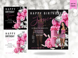 Baddie Birthday, Pink money cake birthday Flyer, Birthday Template, Birthday invite, invitation, Party invitation, E Invite