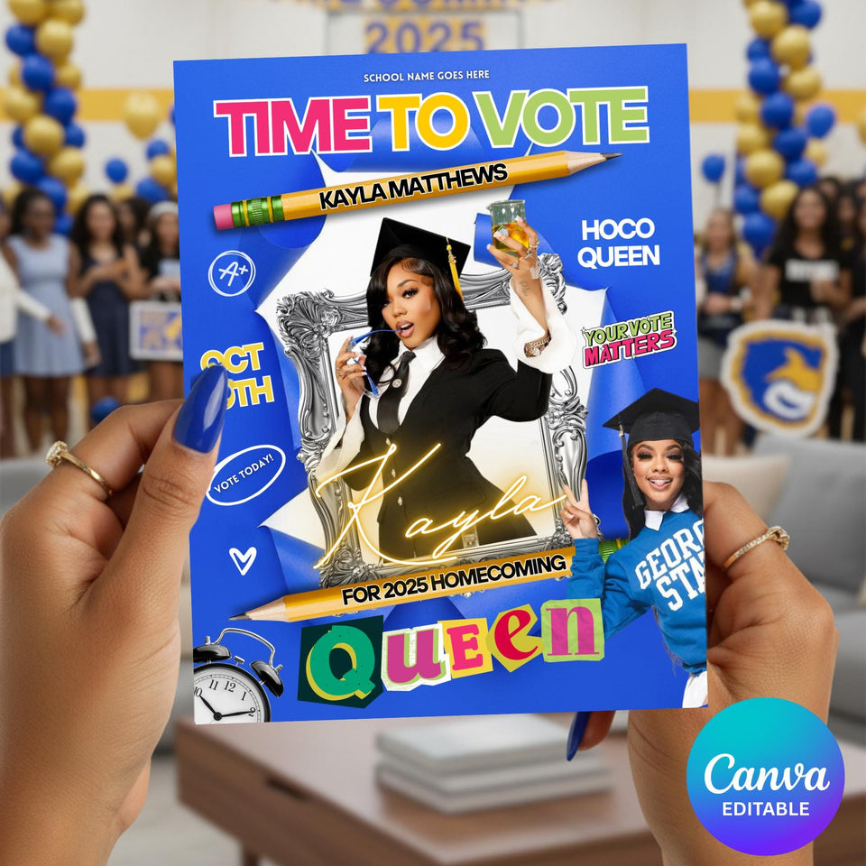 Homecoming Queen flyer , Homecoming Flyer , homecoming campaign flyer Vote Homecoming, HOCO Flyer, Vote for me Flyer, Black Homecoming 2025
