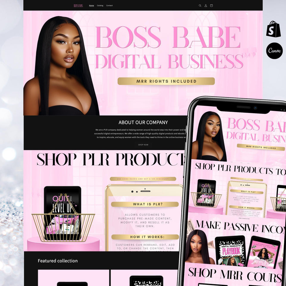 Digital Product Shopify Theme, Boss Babe Website, Shopify Website, web banners, digital products store,  shopify template, shopify