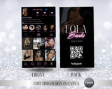 DIY Instagram business card,  QR code, business cards, salon cards, Influencer , Lashtech, Editable, instagram card, luxury business card