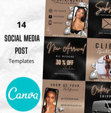 14 social Media post templates, DIY template, business template, canva, classy templates