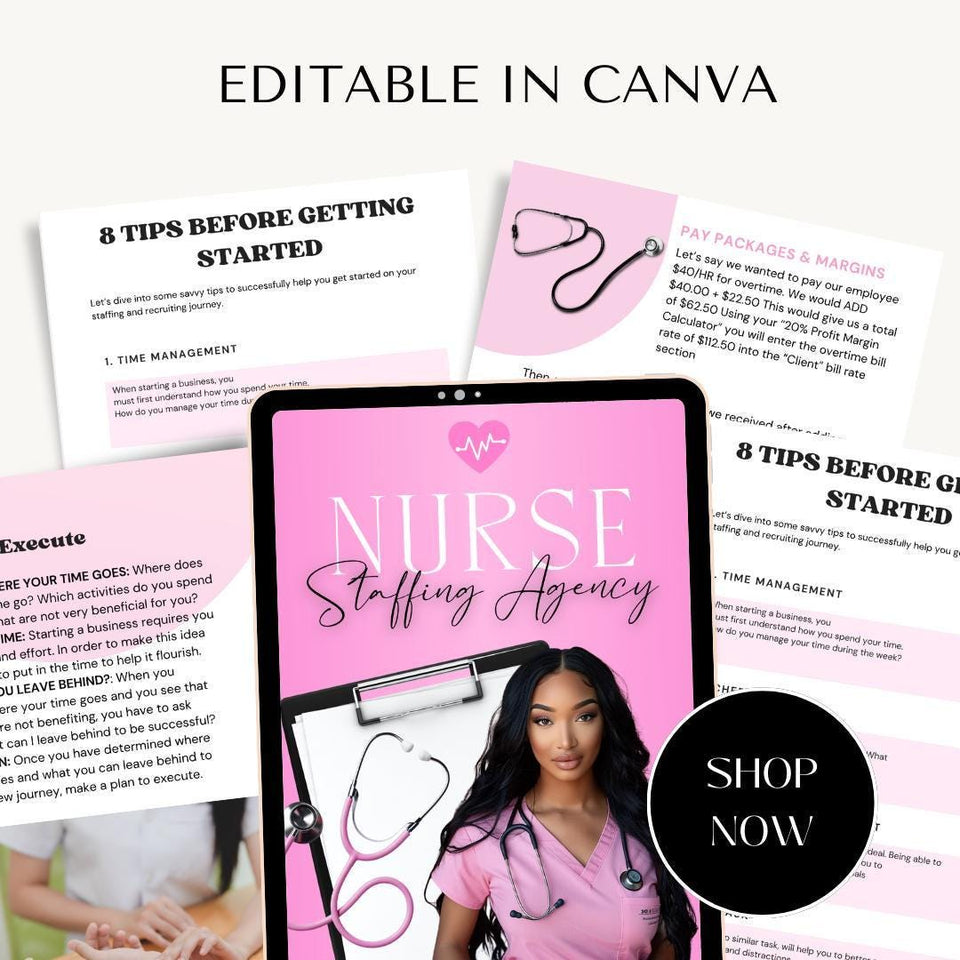 Nurse Staffing Agency Canva Template: 58-Page PLR Guide (Instant Download)