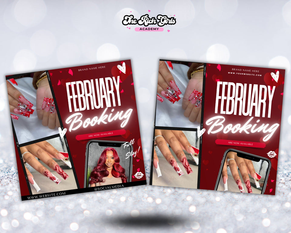 February Booking Flyers, Valentines Day Flyers, Hair Flyers, Valentines Day Flyer, Hair Booking Flyer, Valentines Day Sale Flyer