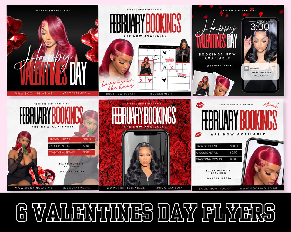 Valentine Flyers, February Booking Flyers, Valentines Day Flyers, Hair Flyers, Valentines Day Flyer, Hair Booking Flyer, Valentines Day