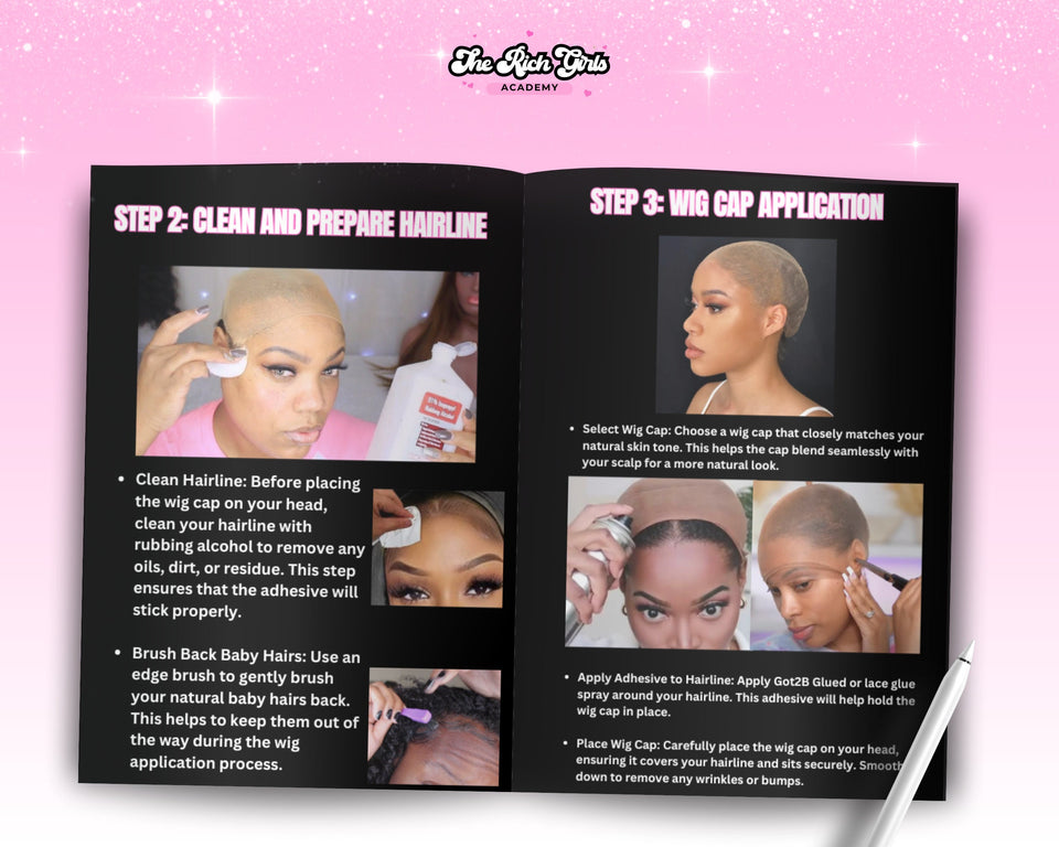 lace melt ebook, lace wig guide, done for you, plr, resale ebook, step by step guide , lace melt guide, hair guide, lace wig application,