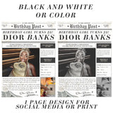Birthday Newspaper Invitation | Social Media Birthday Post | Instagram Post | Party Invite | 25th Birthday| Birthday Invite | Newspaper