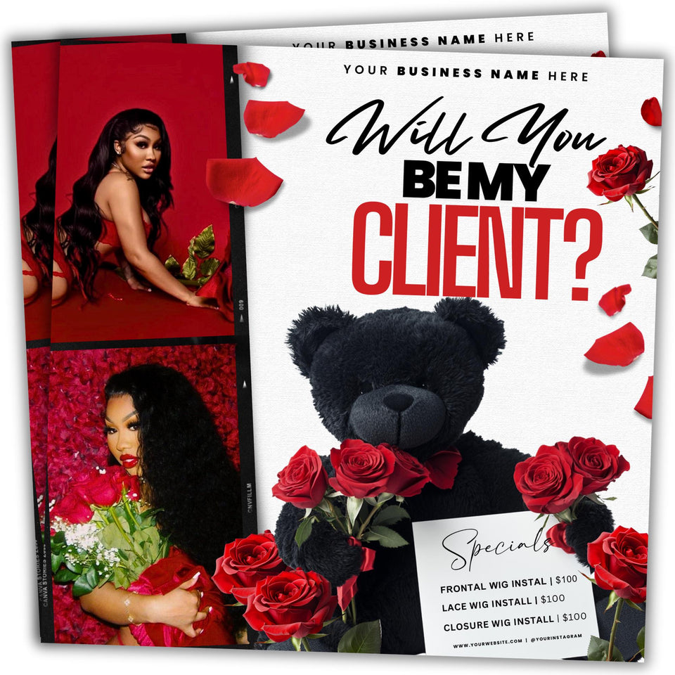 Valentines Day flyer, Valentine Flyer, February Booking Flyer,  Social Media Flyer, V-Day Booking, Booking Flyer, Hair Flyer, Beauty Flyer
