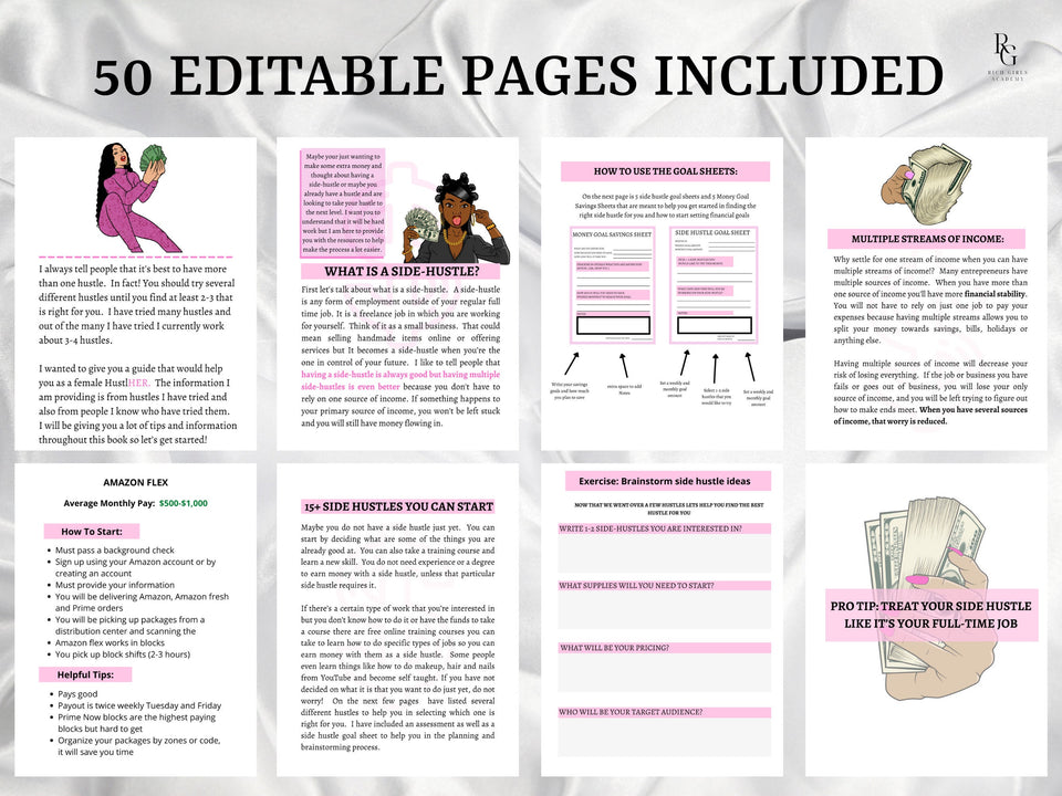 PLR Template, PLR Ebook,  50 Page Side Hustle ebook, Rebrand, Done For You, PLR, Digital plr, digital ebook