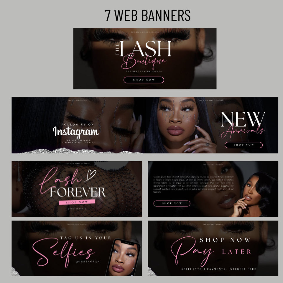 Shopify Website Kit and Branding package, Beauty Website, Shopify Website Theme with Editable Cava Banners