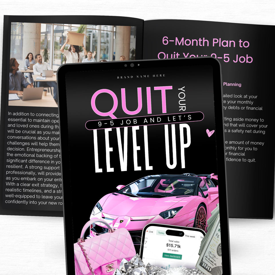 PLR Digital Product: Quit your 9-5 and let's level up | eBook with Resell Rights | Passive Income Strategy, Resell Ebook, Girl Boss ebook