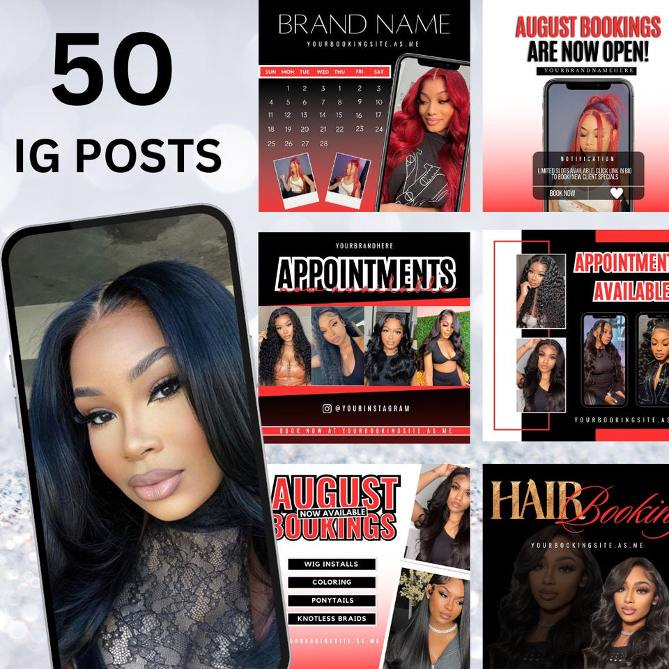 50 IG posts, Booking Flyer, Beauty Flyer, Hair Booking, Flyer, Lash Booking, Appointment Flyer, Digital Flyer, Canva, Flyer
