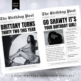 Birthday Newspaper Invitation, Editable Newspaper Birthday Invitation, Birthday Newspaper, Large Newspaper Canva Template, Newspaper