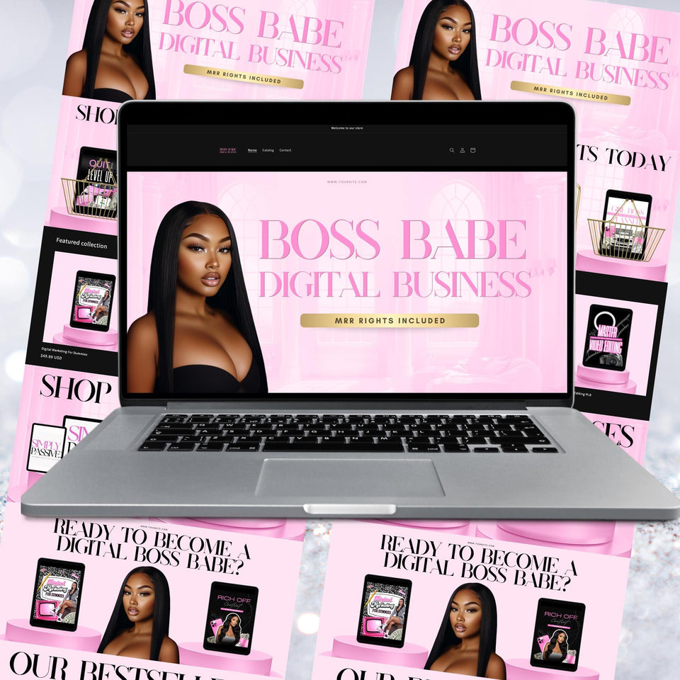 Digital Product Shopify Theme, Boss Babe Website, Shopify Website, web banners, digital products store,  shopify template, shopify