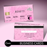 Business Card Template, Credit Card Styled Business Card, PVC Cards , money business card, Canva Template, DIY, Pink Business Card