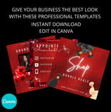 12 Flyer Templates, Editable Flyer Template, DIY, Valentines Day, Hair Flyers, Beauty Flyer, Booking Flyer, Restock Flyer, Bundle Flyers