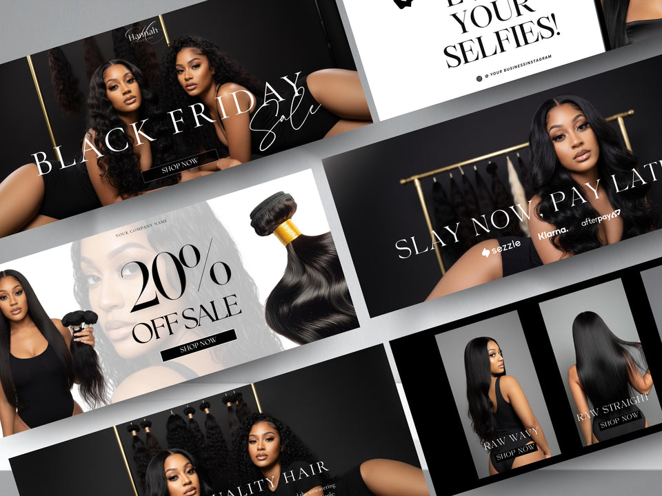 5 Website Banners, shopify, shopify web banners, beauty banners, hair banners, makeup banner, web banner, wix web banners, banner template