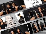 5 Website Banners, shopify, shopify web banners, beauty banners, hair banners, makeup banner, web banner, wix web banners, banner template