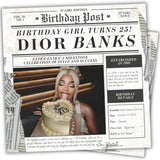 Birthday Newspaper Invitation | Social Media Birthday Post | Instagram Post | Party Invite | 25th Birthday| Birthday Invite | Newspaper