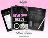 Rich Off Reels PLR ebook, ebook templates,  PLR products, plr book, ebook, ebook cover, Done For You, editable, content reels editing