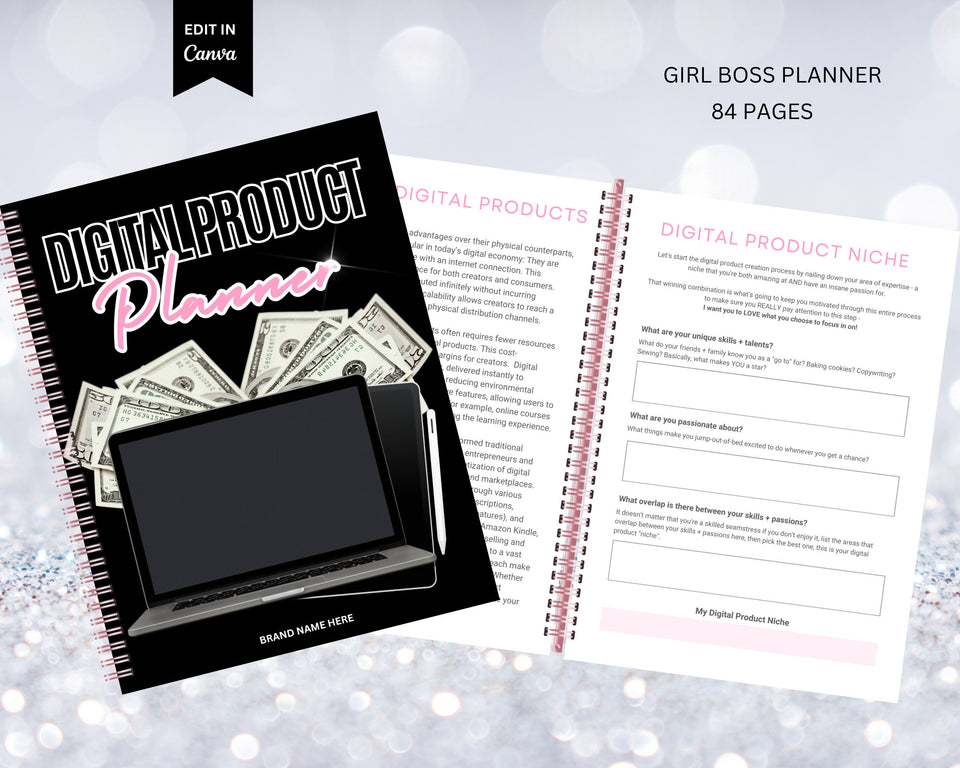 Girl Boss Planner, Planner Template, Planner, PLR , White Label, PLR,  eBook, Done For You, Add your own brand and resell, Planner