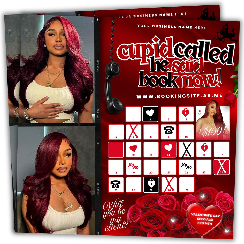 Valentines Day flyer, Valentine Flyer, February Booking Flyer, Social Media Flyer, V-Day Booking, Booking Flyer, Hair Flyer, Beauty Flyer